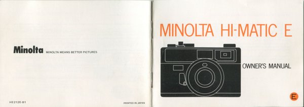 Minolta Hi-Matic E instruction manual